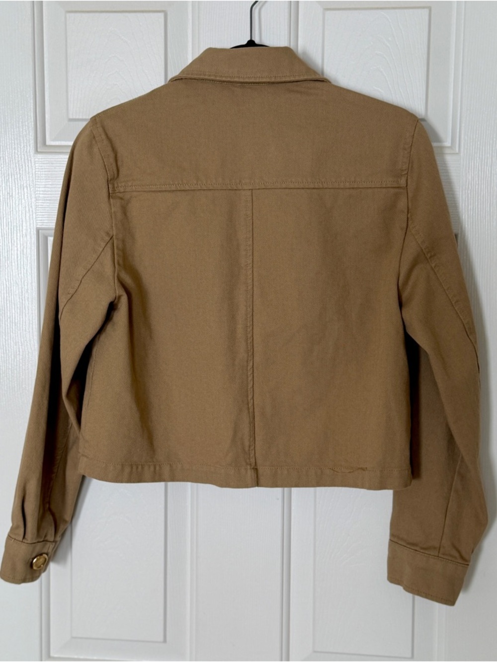 Zara Khaki Tan Cropped Utility Jacket Gold Buttons Women’s S - Picture 4 of 14